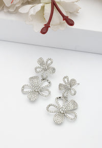 Boucles d'oreilles pendantes à double motif floral