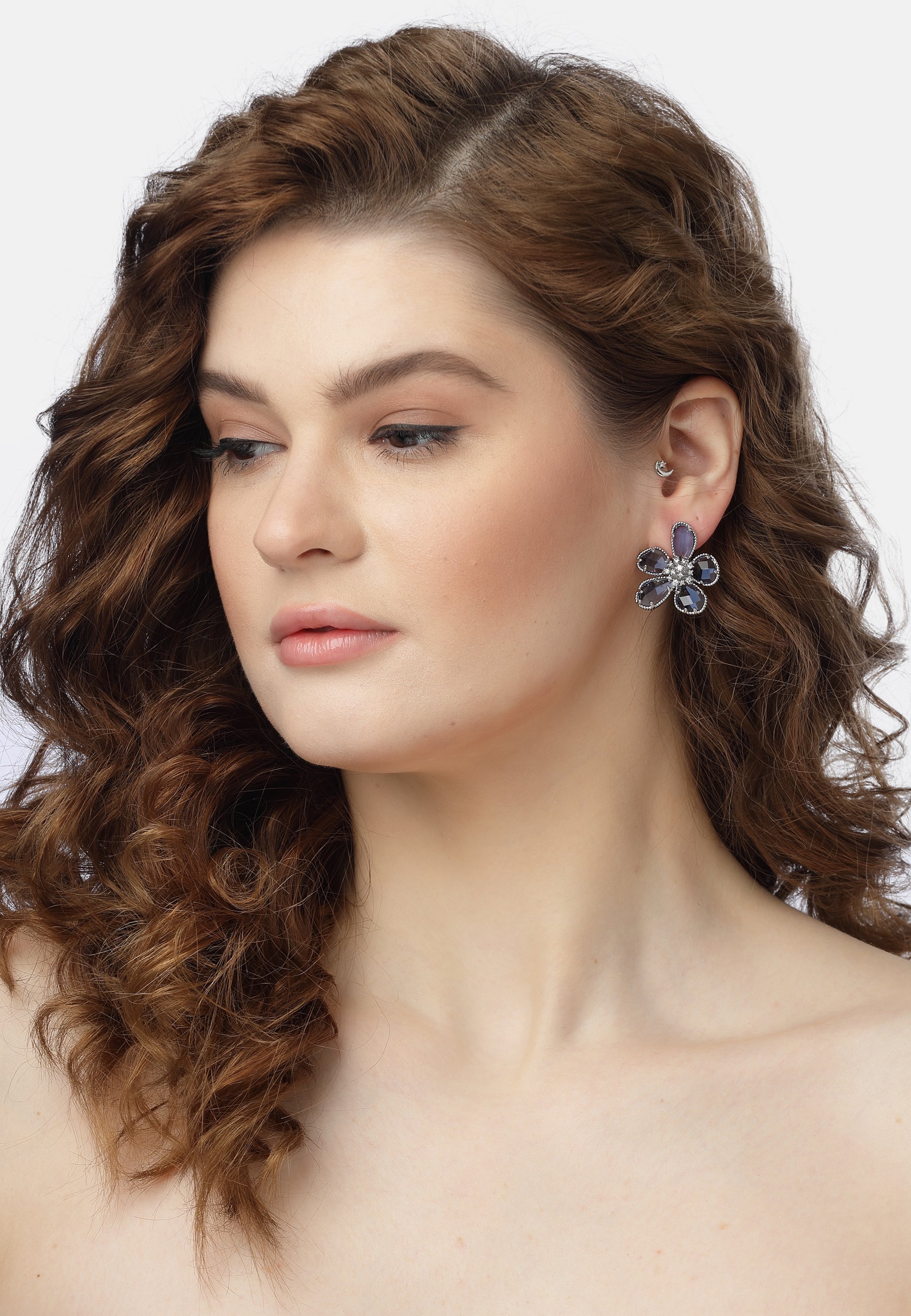 Blue Rhapsody Floral Stud Earrings