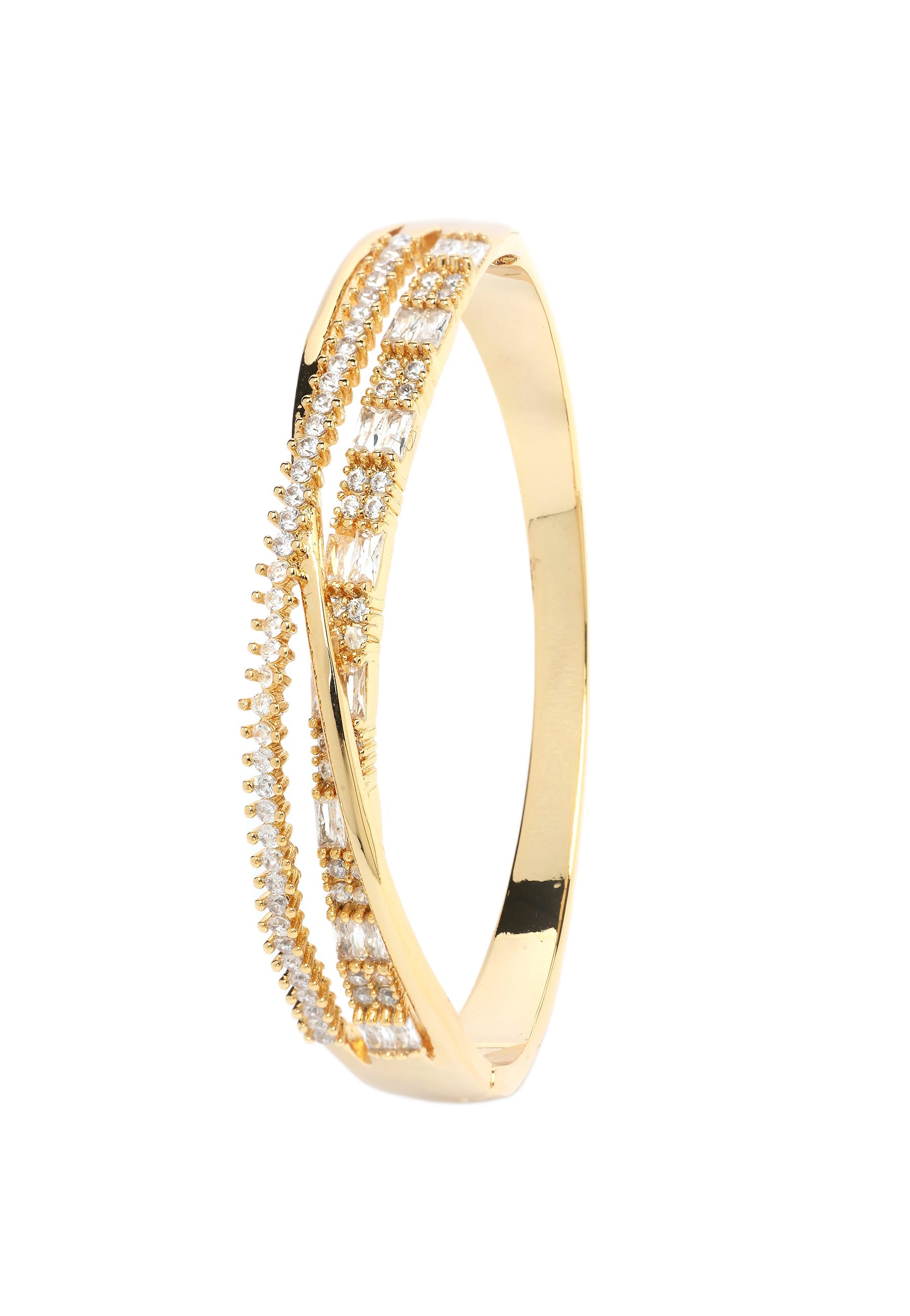 Golden Twirl Diamond Bangle