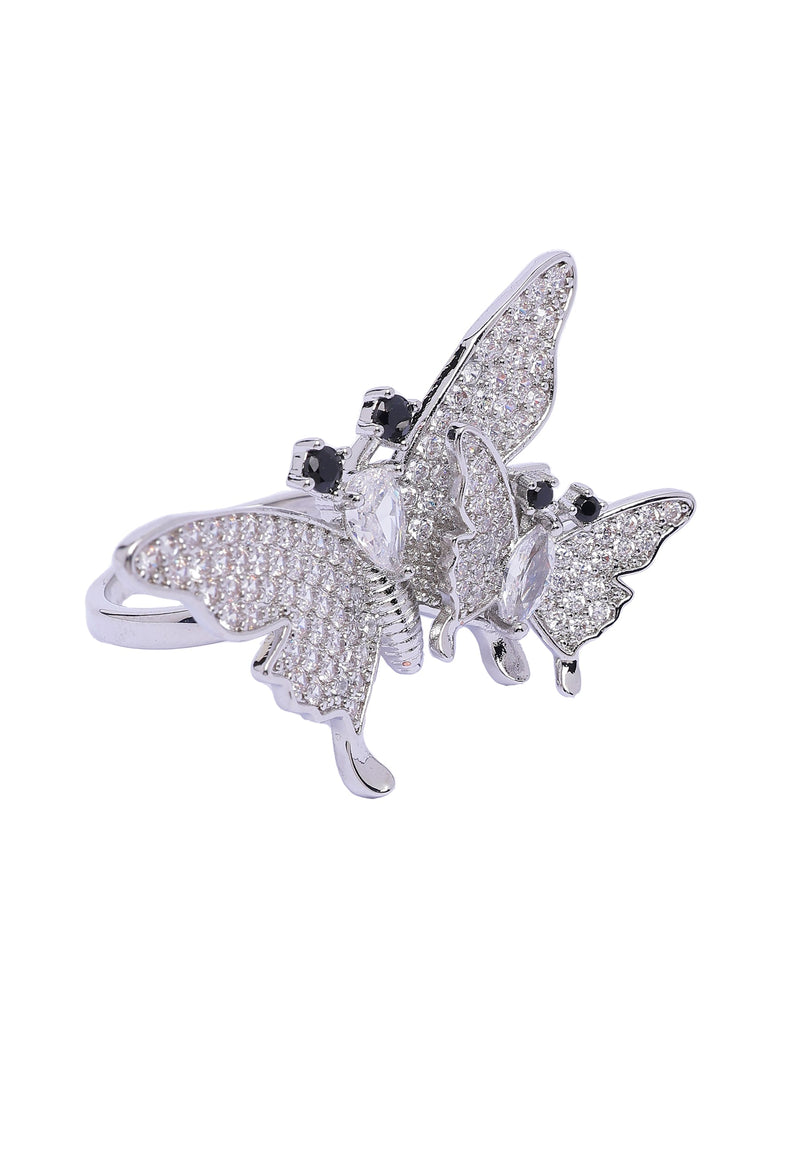 Bague papillon argentée mignonne