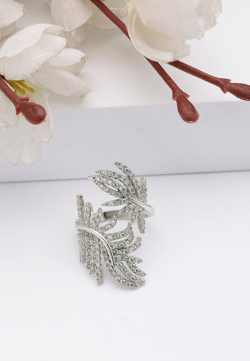 Bague en argent à plumes