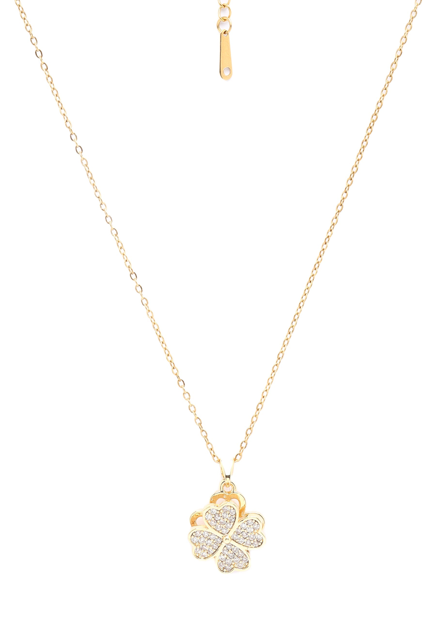 Golden Clover Sparkle Floral Pendant