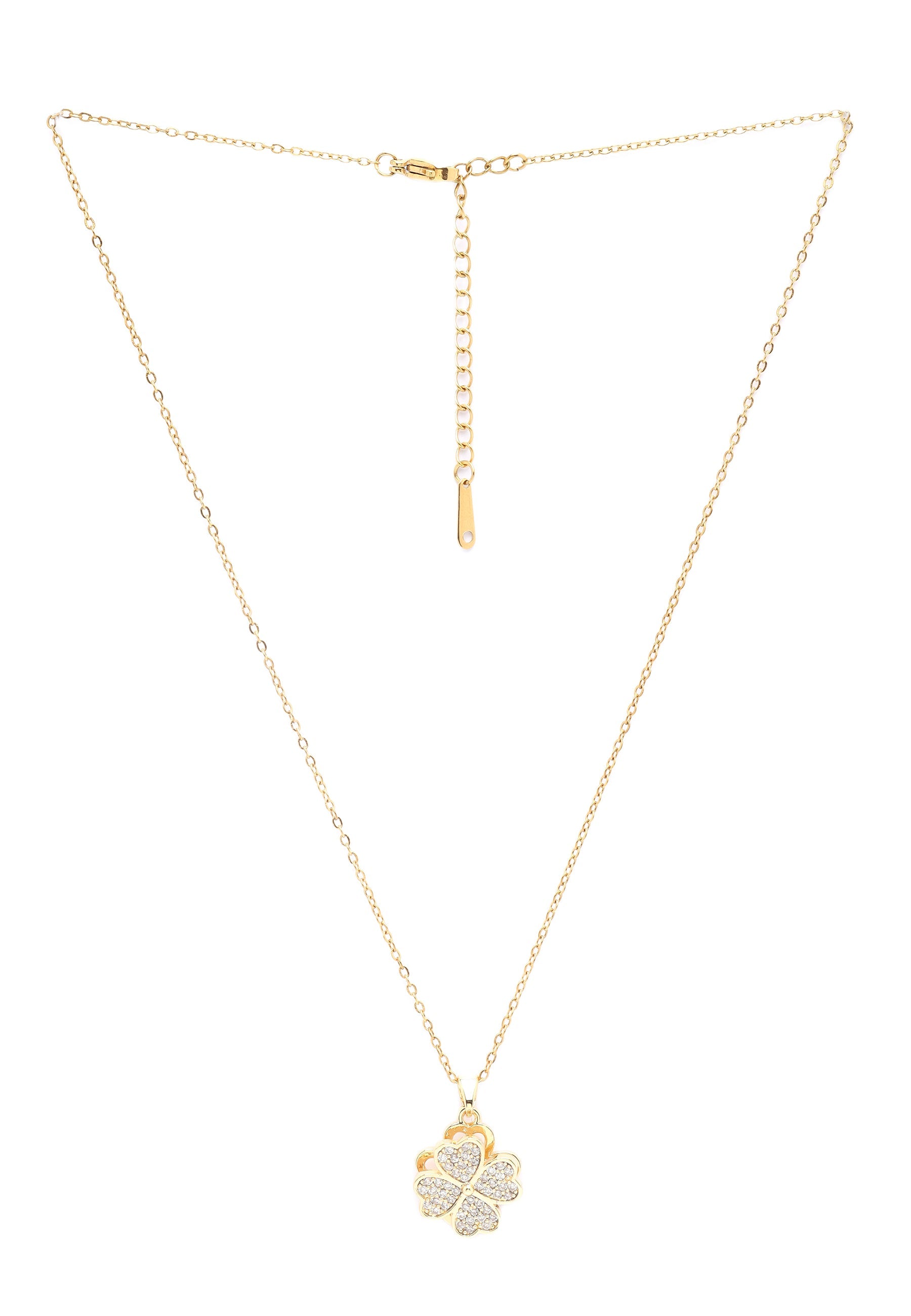 Golden Clover Sparkle Floral Pendant