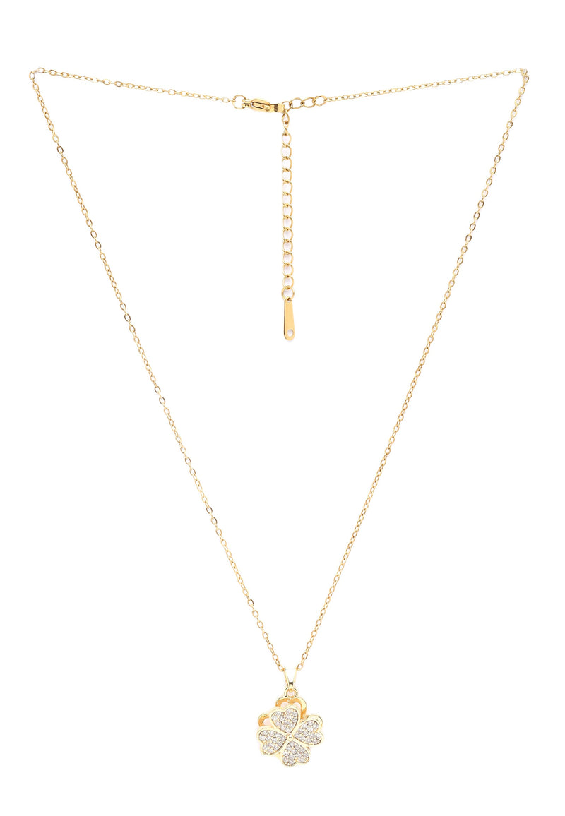 Golden Clover Sparkle Floral Pendant