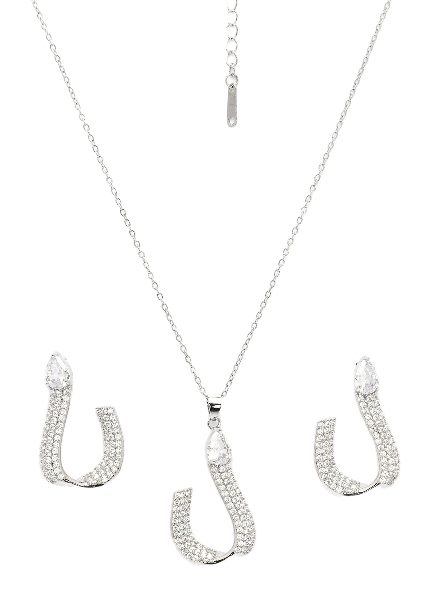 Shimmering Charm Horseshoe Earrings and Necklace Set