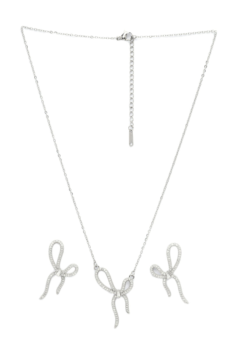 Twinkling Bow Earrings and Necklace Set