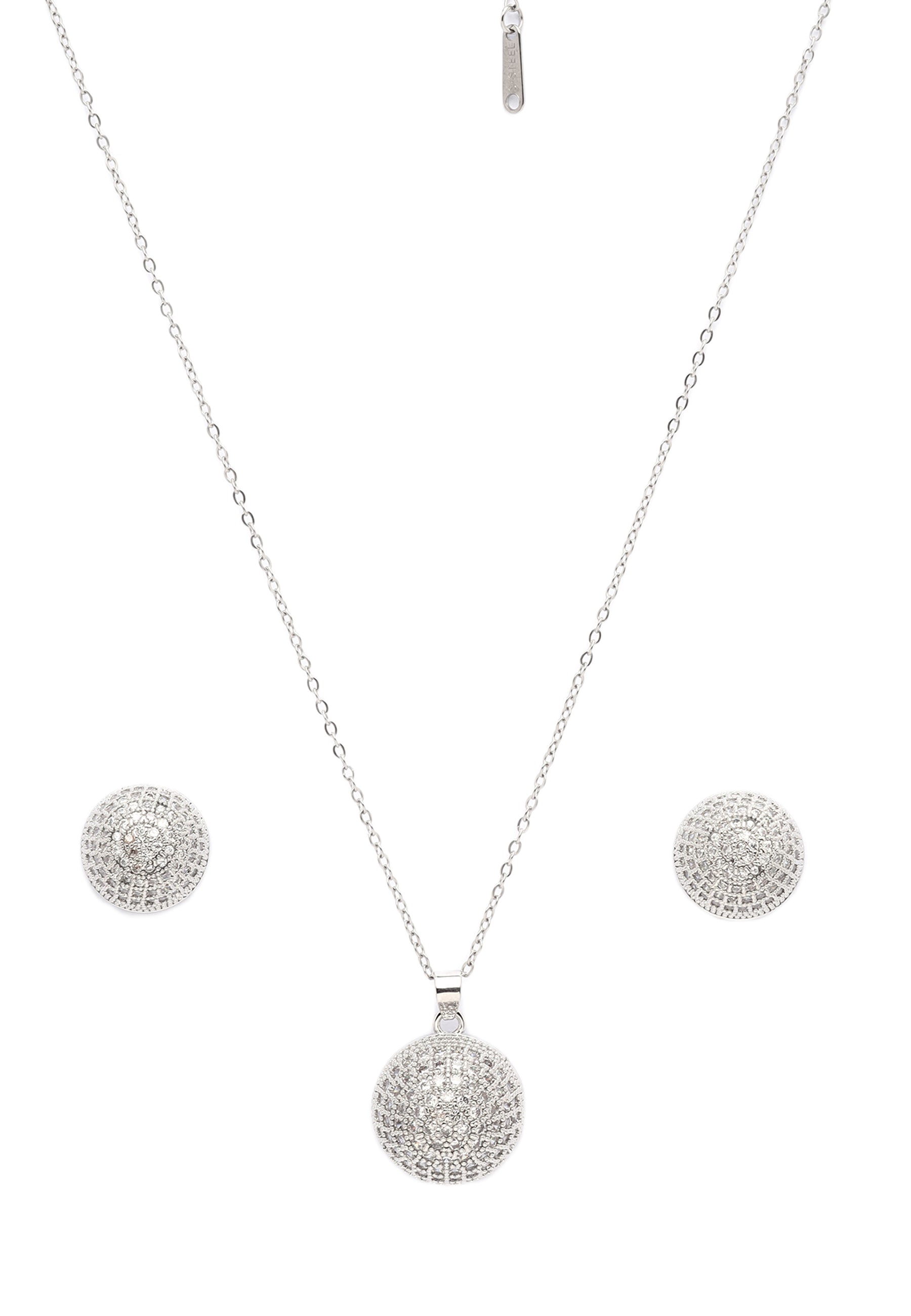 Sparkling Sphere Stud Earrings and Necklace Set