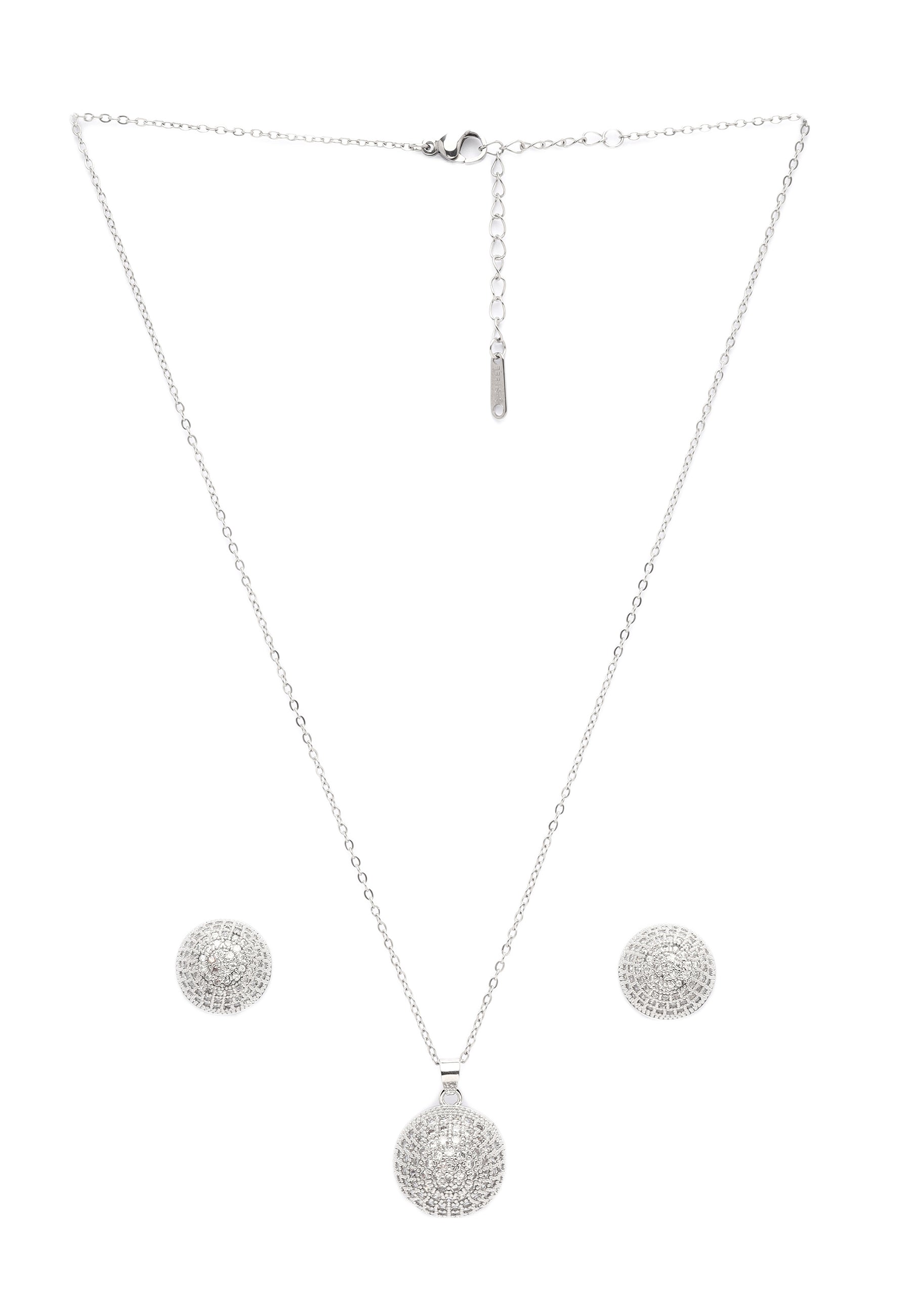 Sparkling Sphere Stud Earrings and Necklace Set