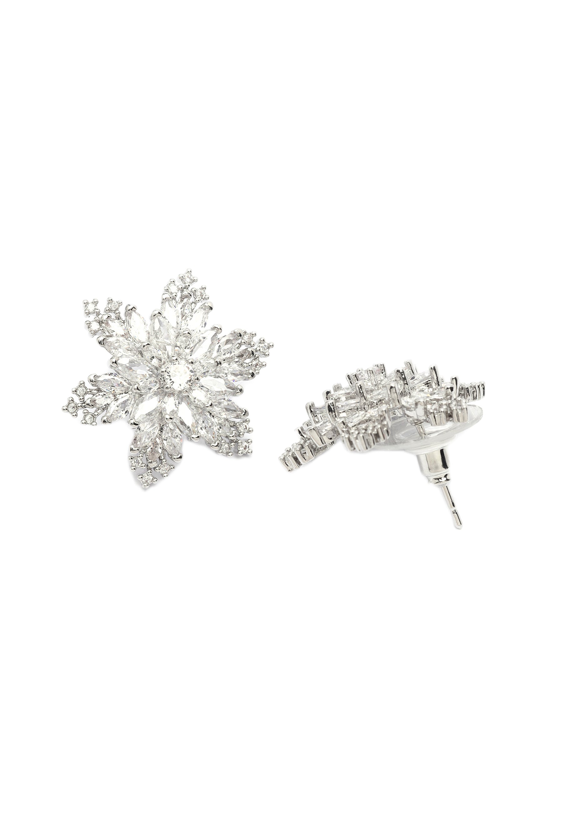 Sparkling Floral Earrings and Necklace Set