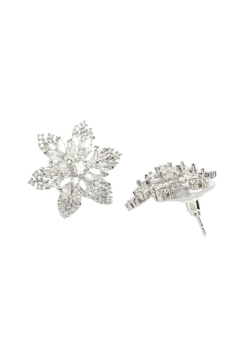 Sparkling Floral Earrings and Necklace Set