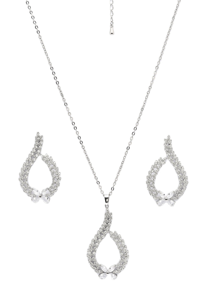 Ethereal Bow-shaped Earrings and Necklace Set
