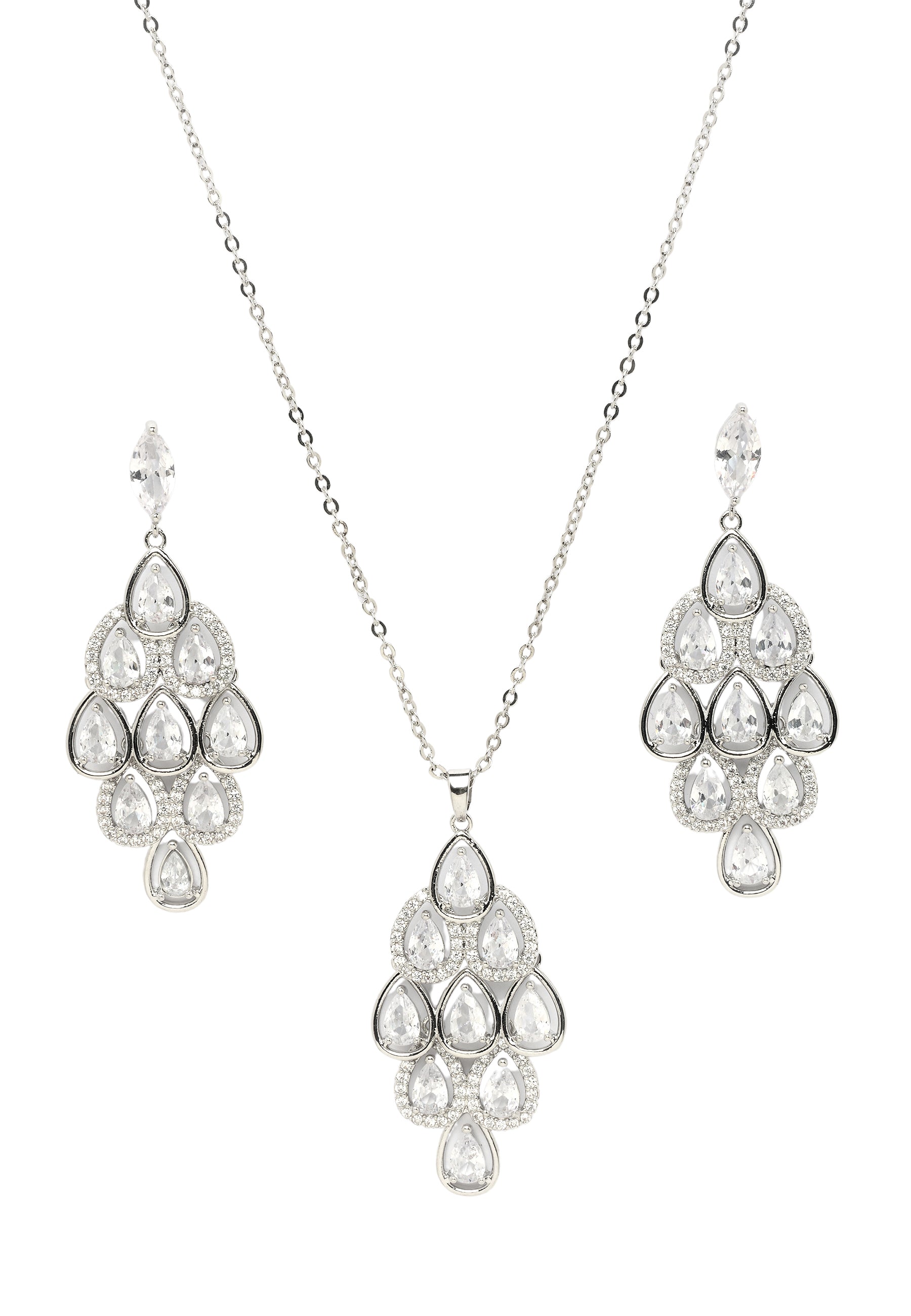 Pearlescent Waterfall Necklace and Earrings Set