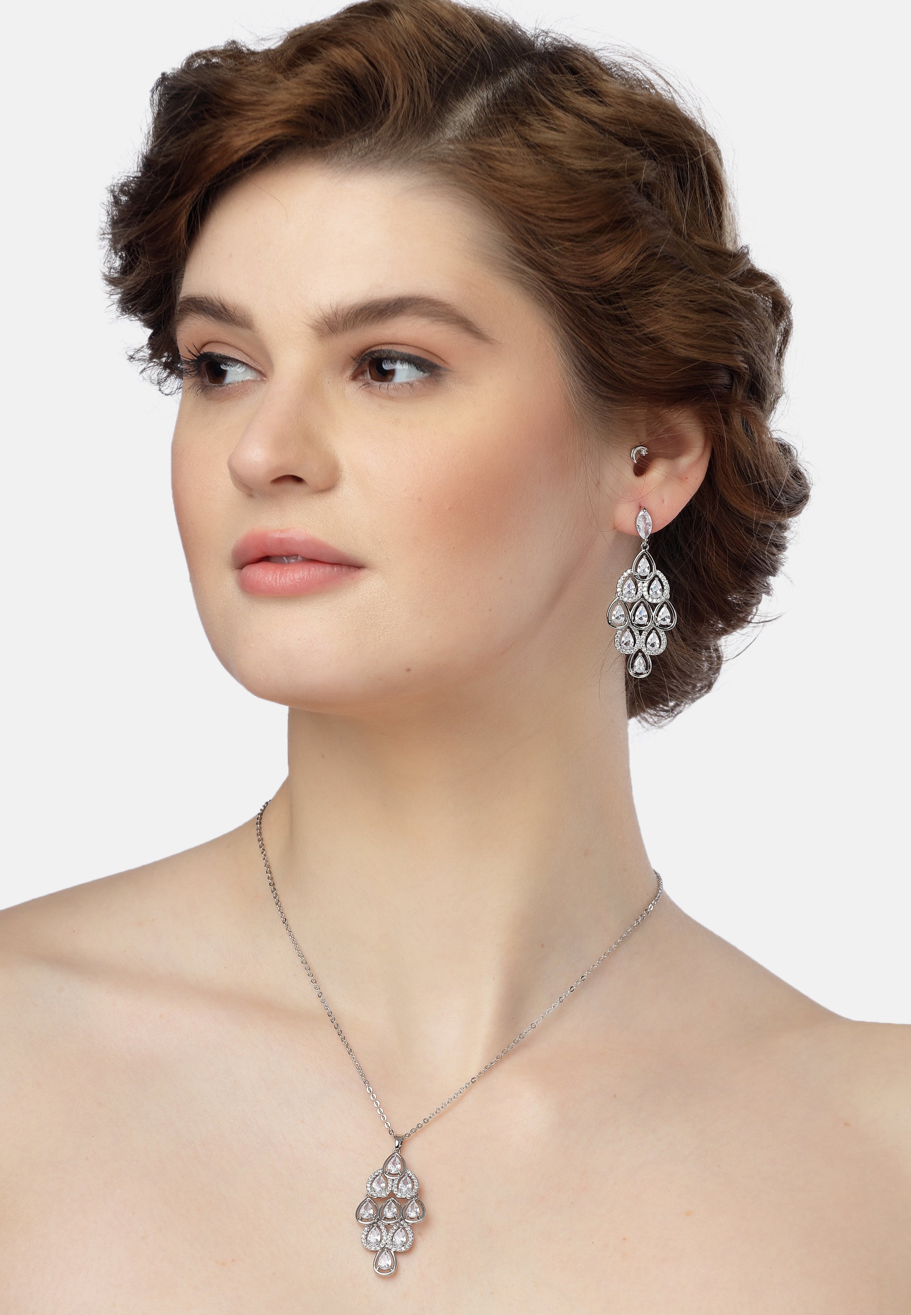 Pearlescent Waterfall Necklace and Earrings Set