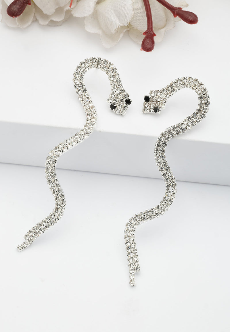 Boucles d'oreilles longues Serpent Ondulant