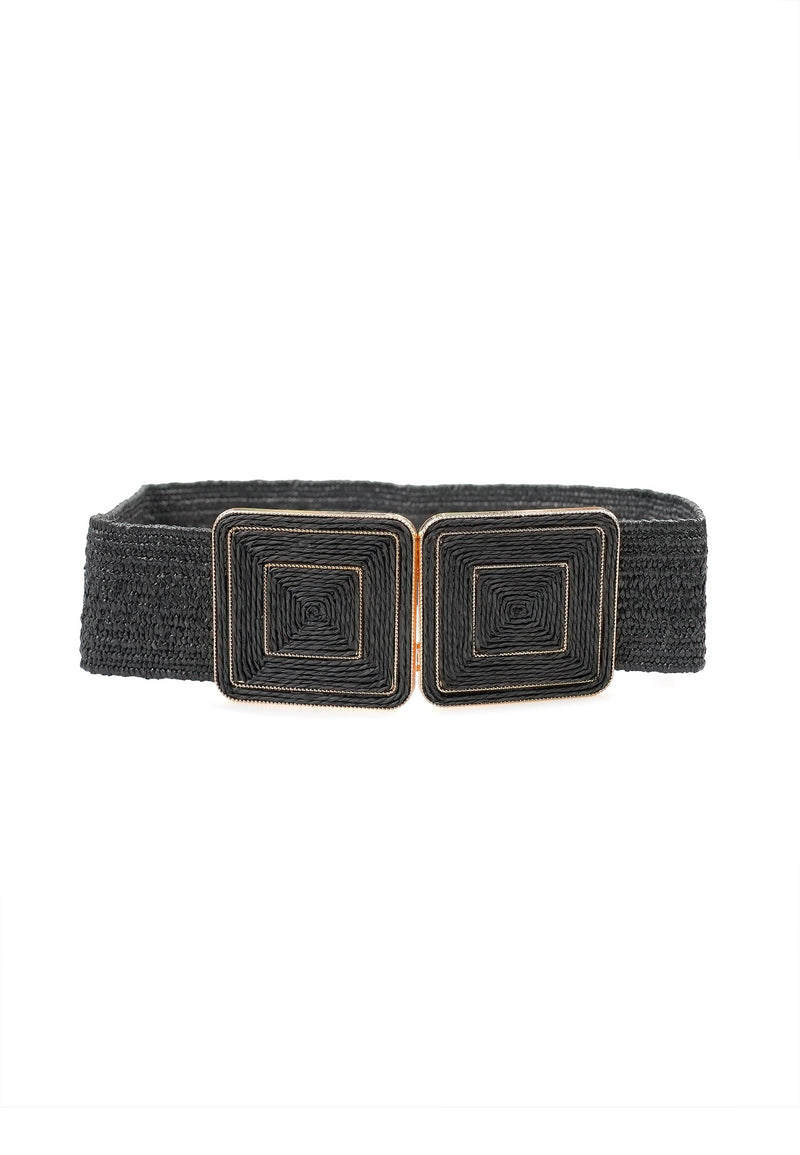 Ceinture chic noire à boucle crochet