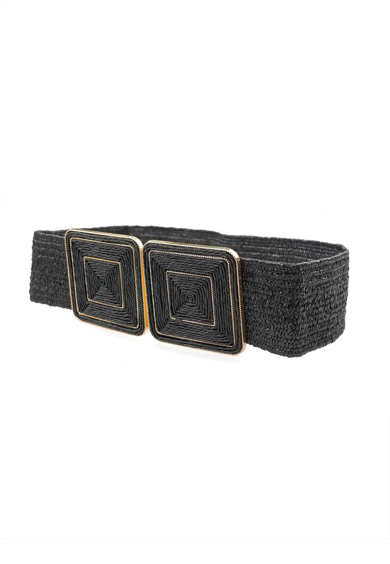 Ceinture chic noire à boucle crochet