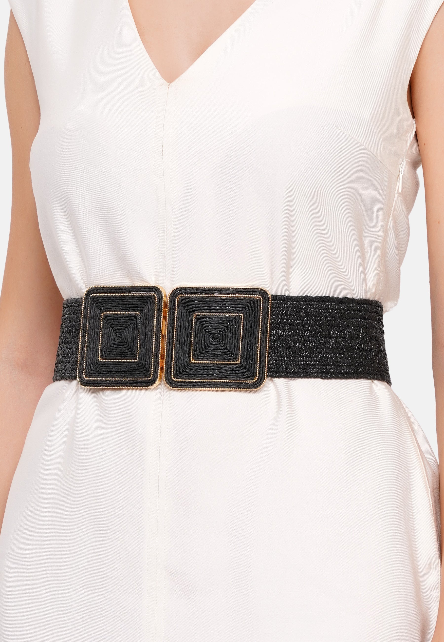 Ceinture chic noire à boucle crochet
