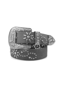 Ceinture noire de créateur avec boucle embossée