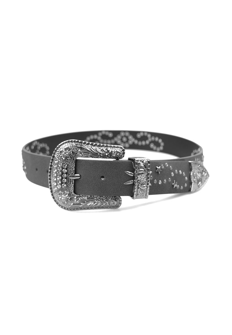 Ceinture noire de créateur avec boucle embossée