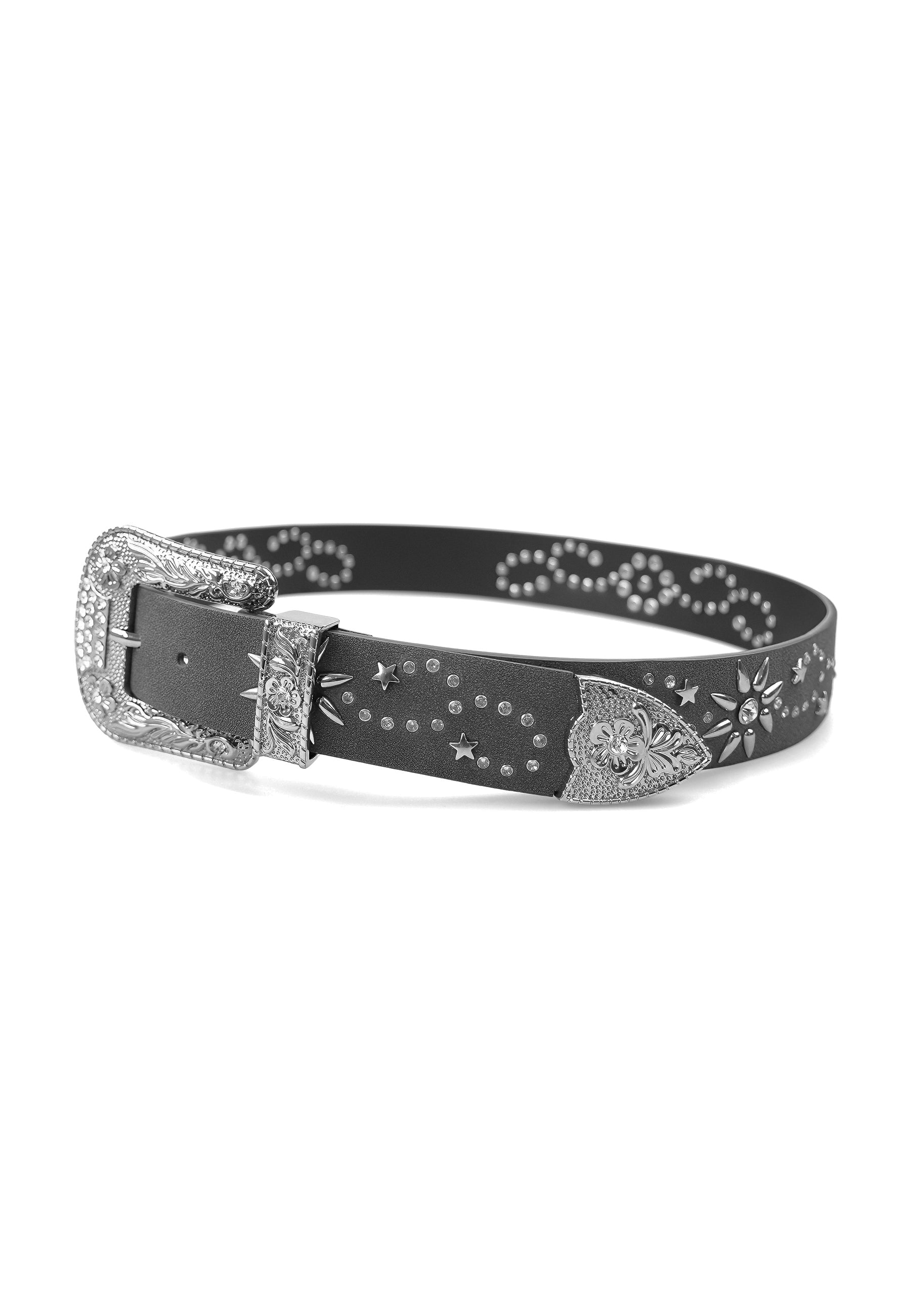 Ceinture noire de créateur avec boucle embossée