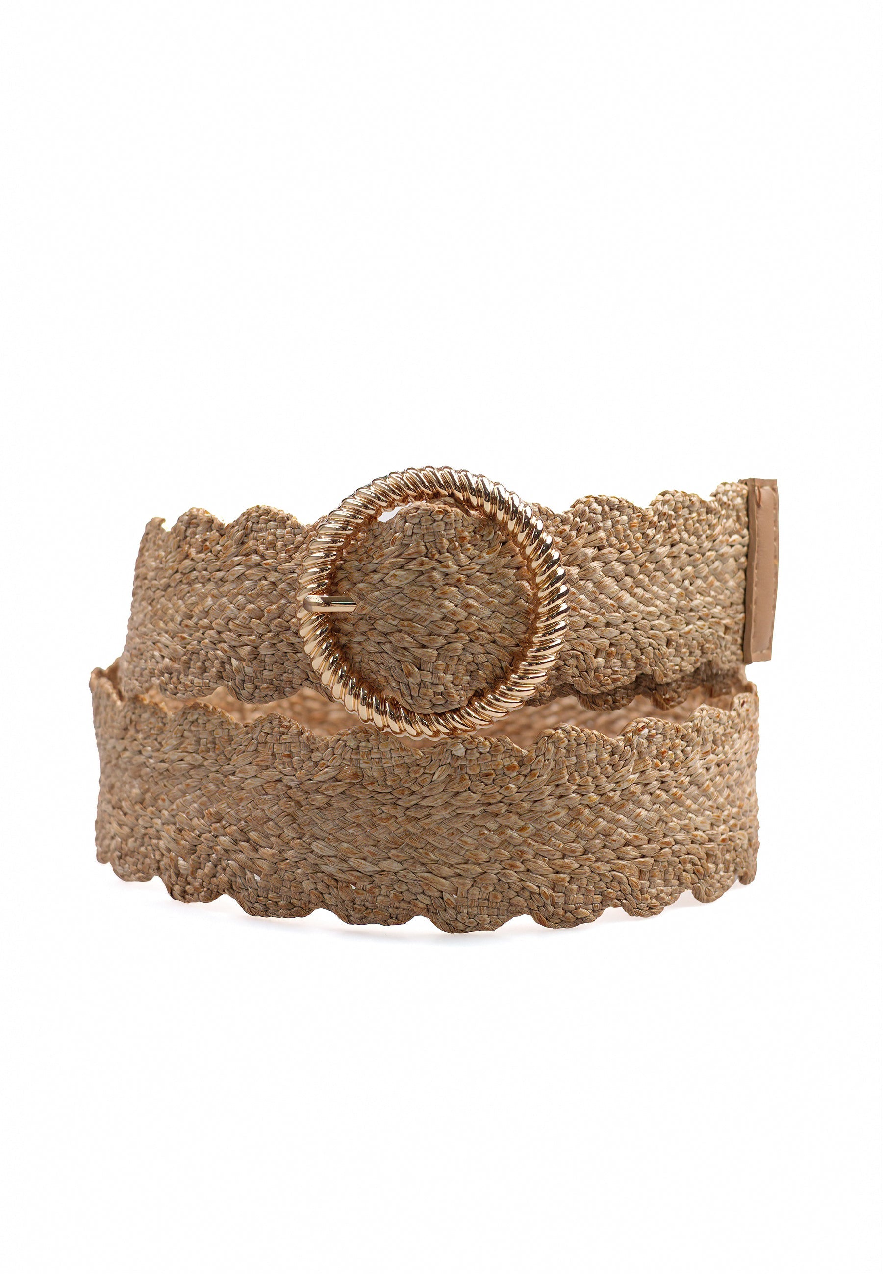 Ceinture beige chic à boucle ronde élastique