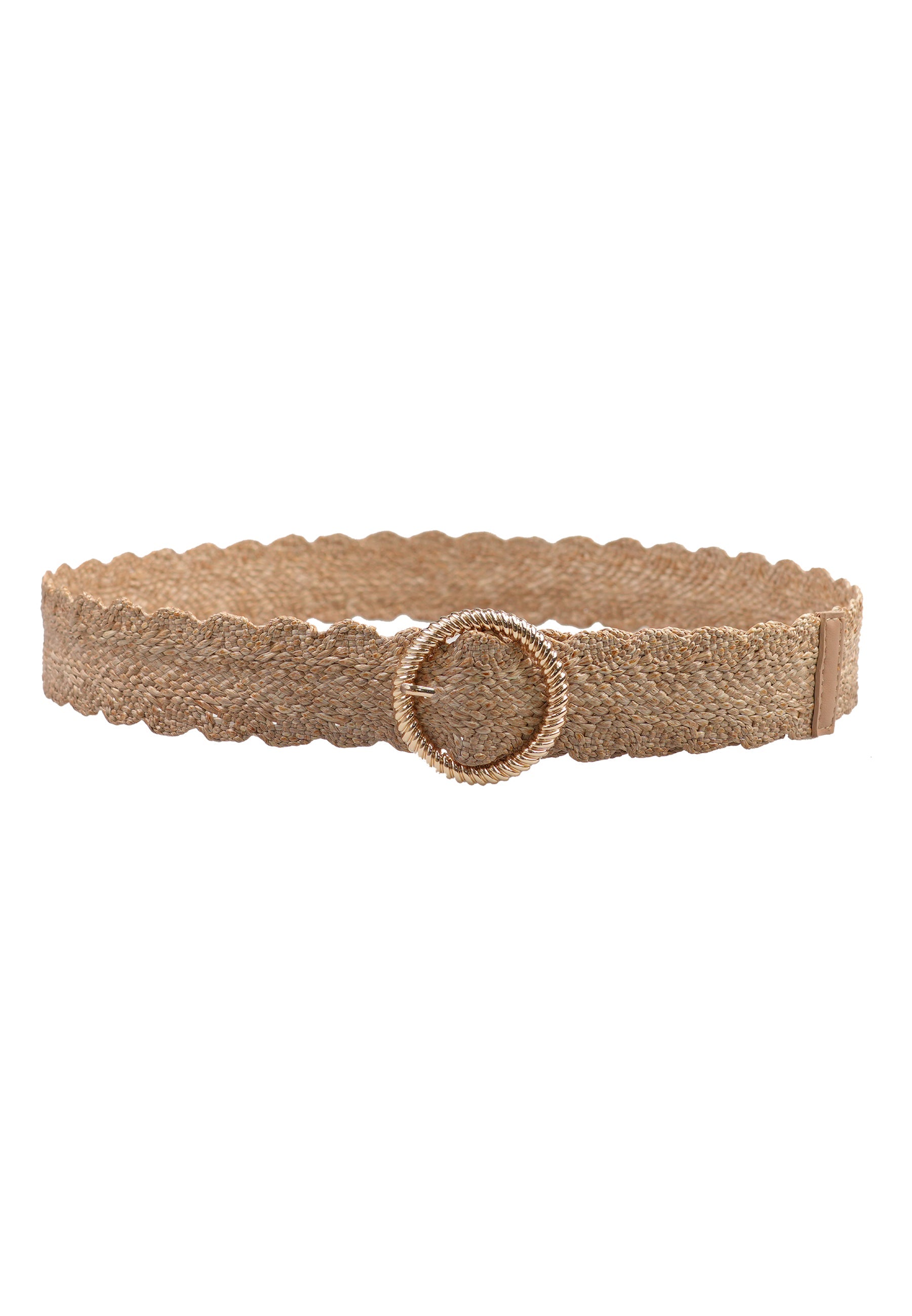 Ceinture beige chic à boucle ronde élastique
