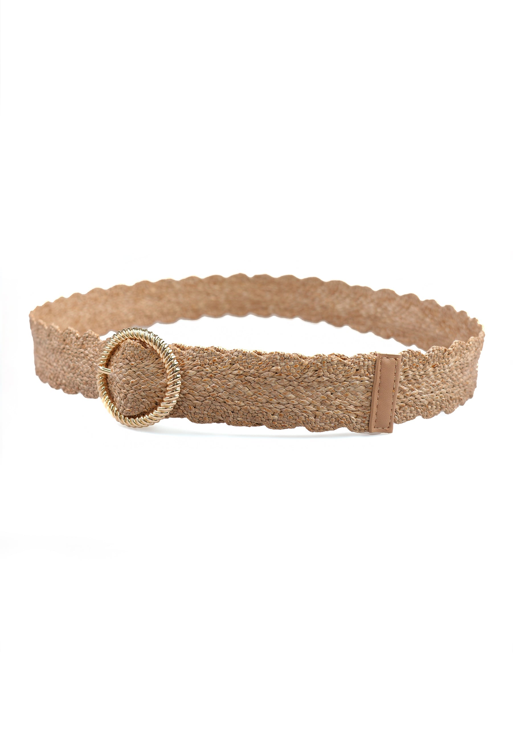 Ceinture beige chic à boucle ronde élastique