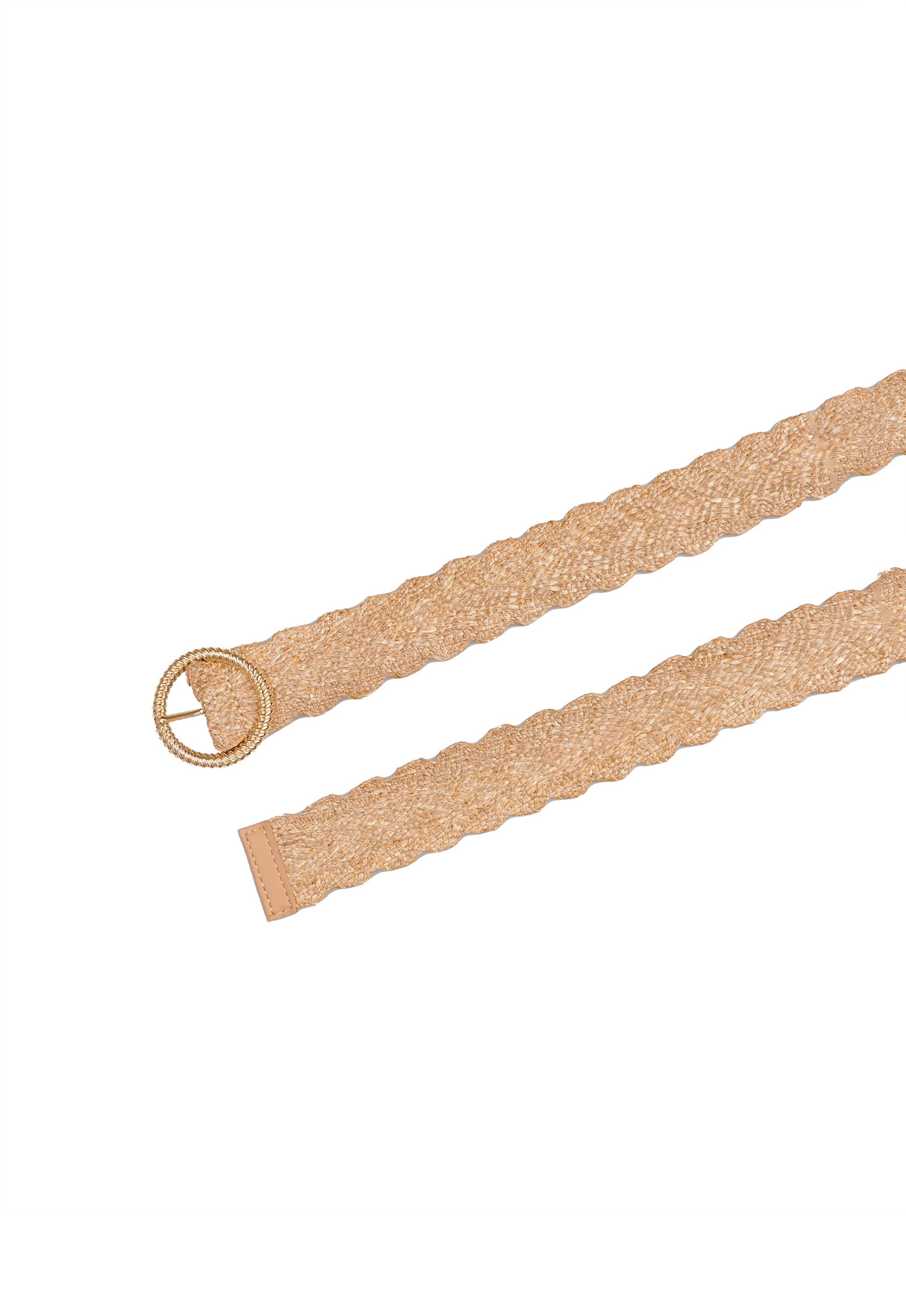 Ceinture beige chic à boucle ronde élastique