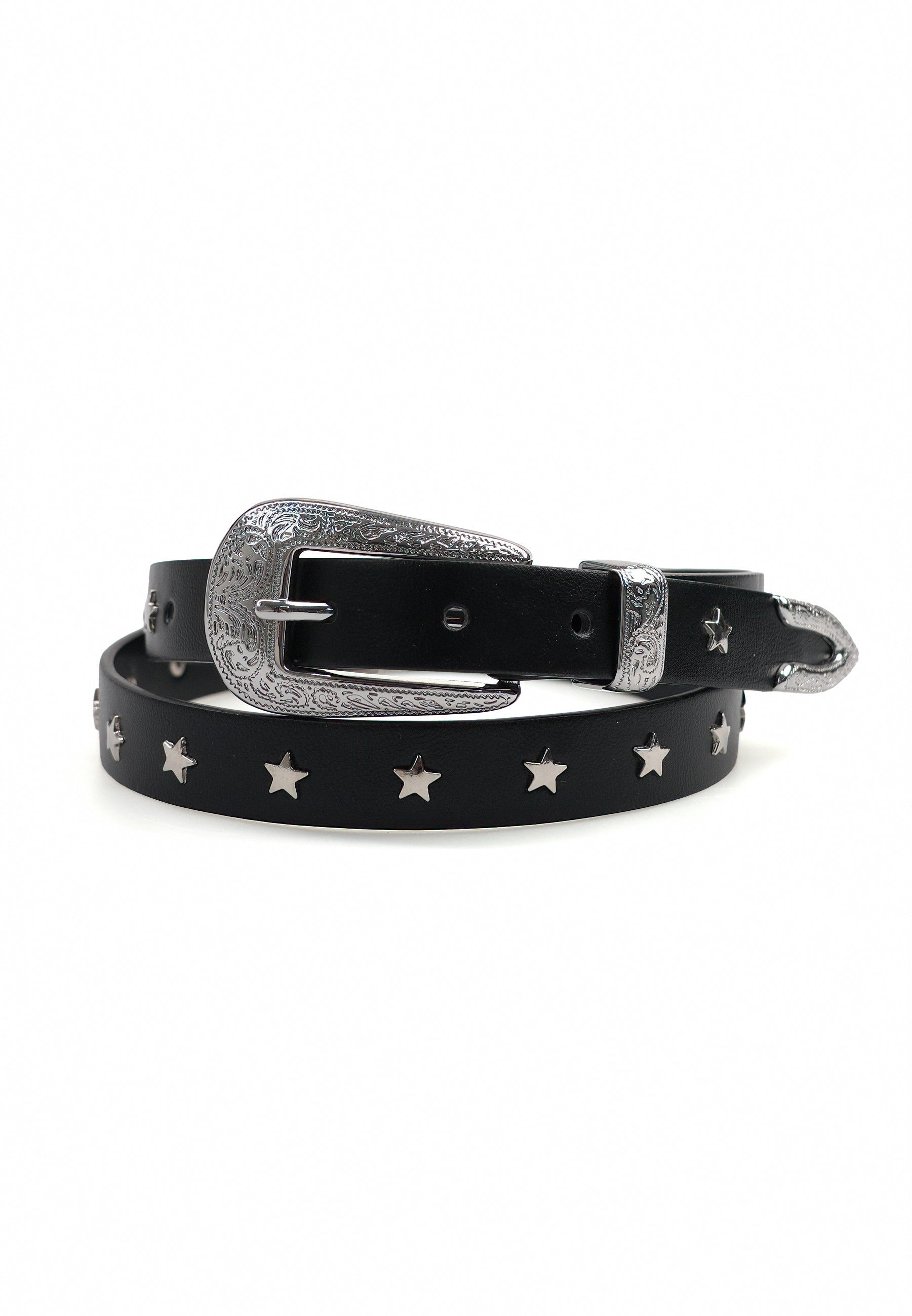Black Retro Slim Belt
