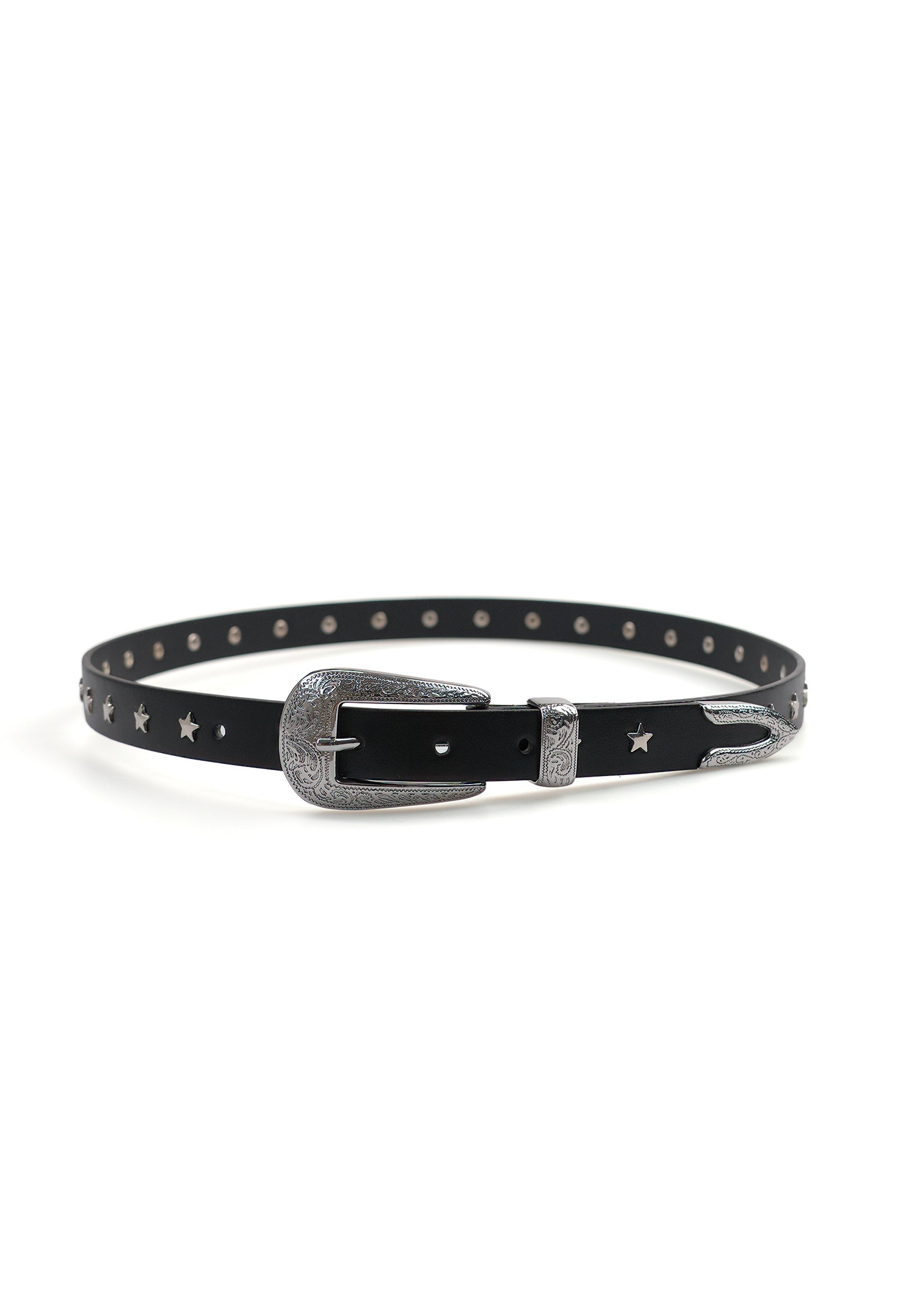 Black Retro Slim Belt