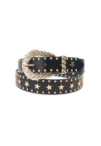 Sleek Black Belt with Star Detailing
