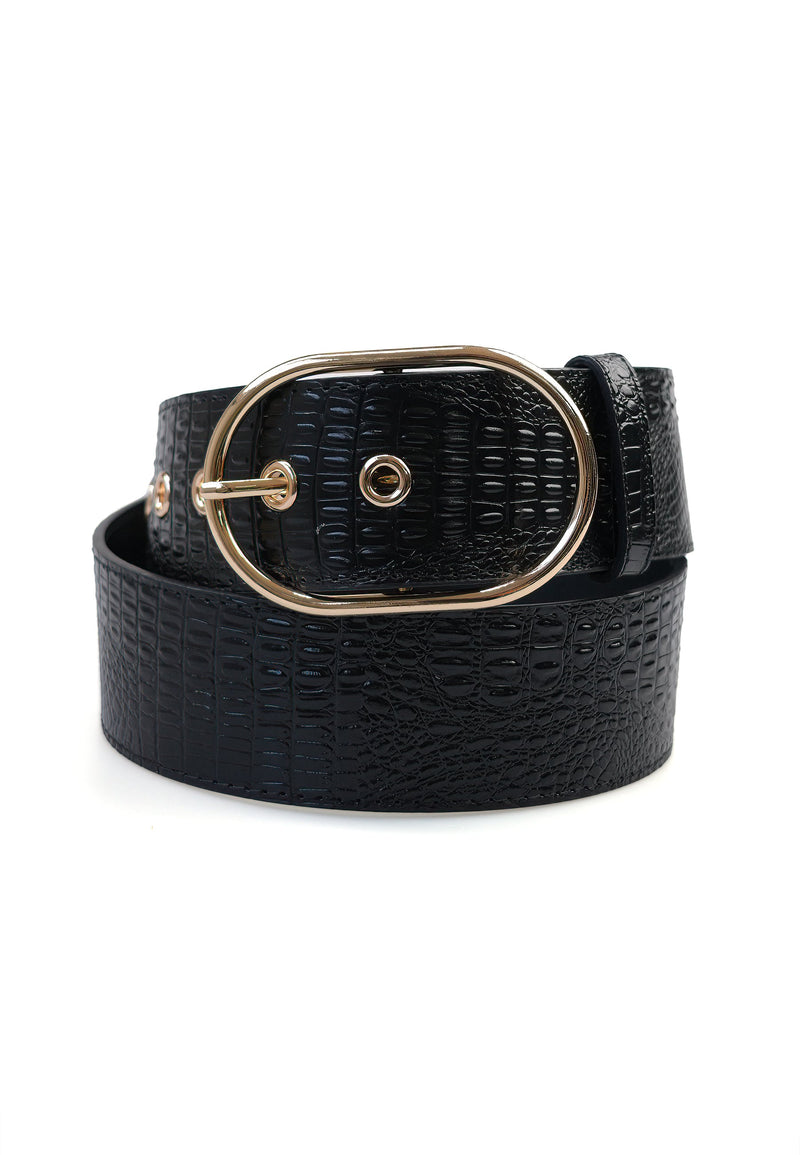Ceinture élégante en cuir imprimé serpent