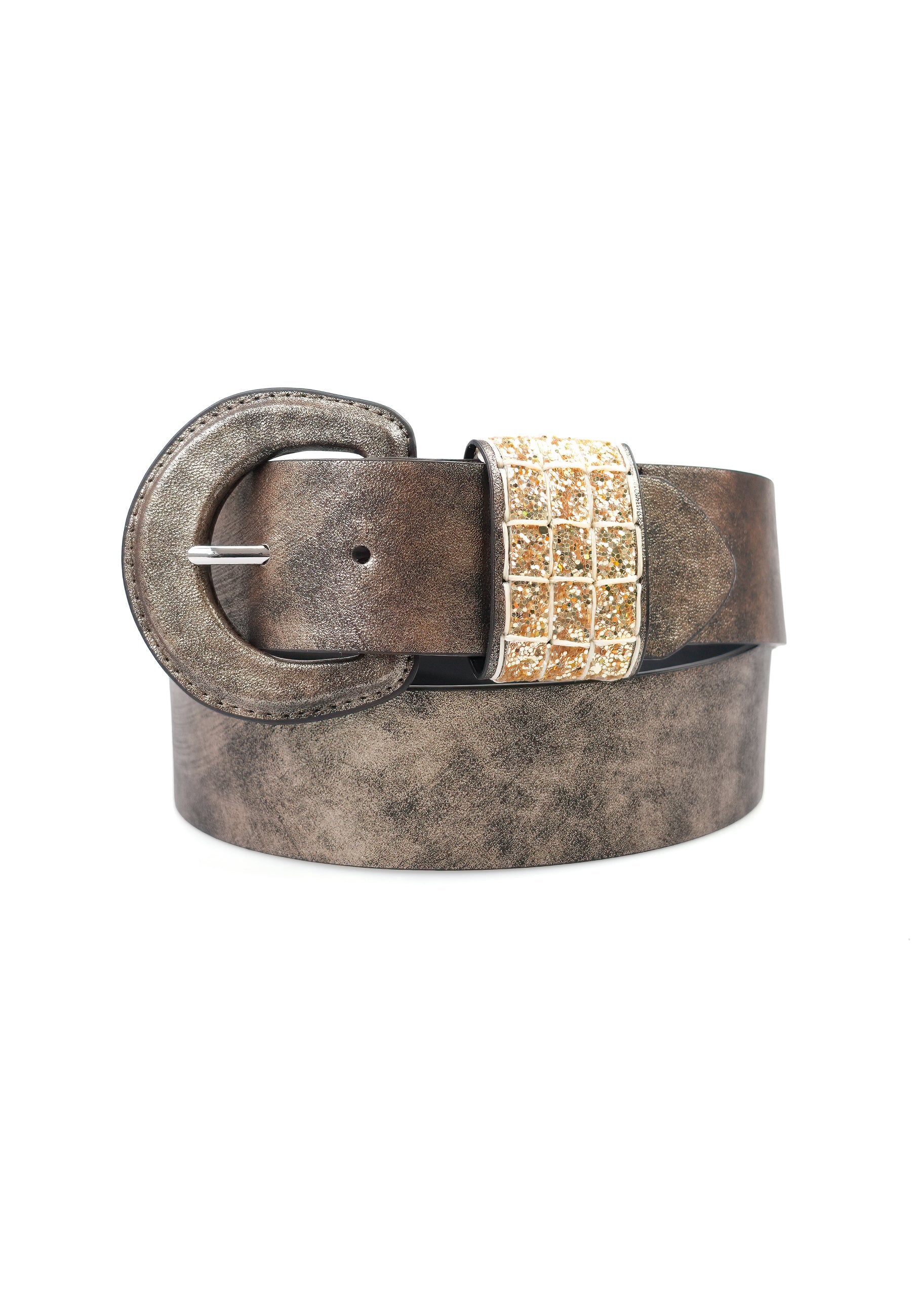 Ceinture à boucle circulaire pailletée de luxe