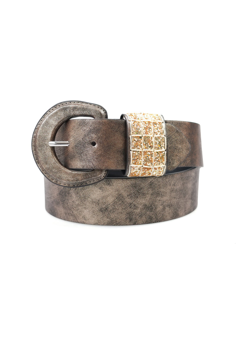 Ceinture à boucle circulaire pailletée de luxe