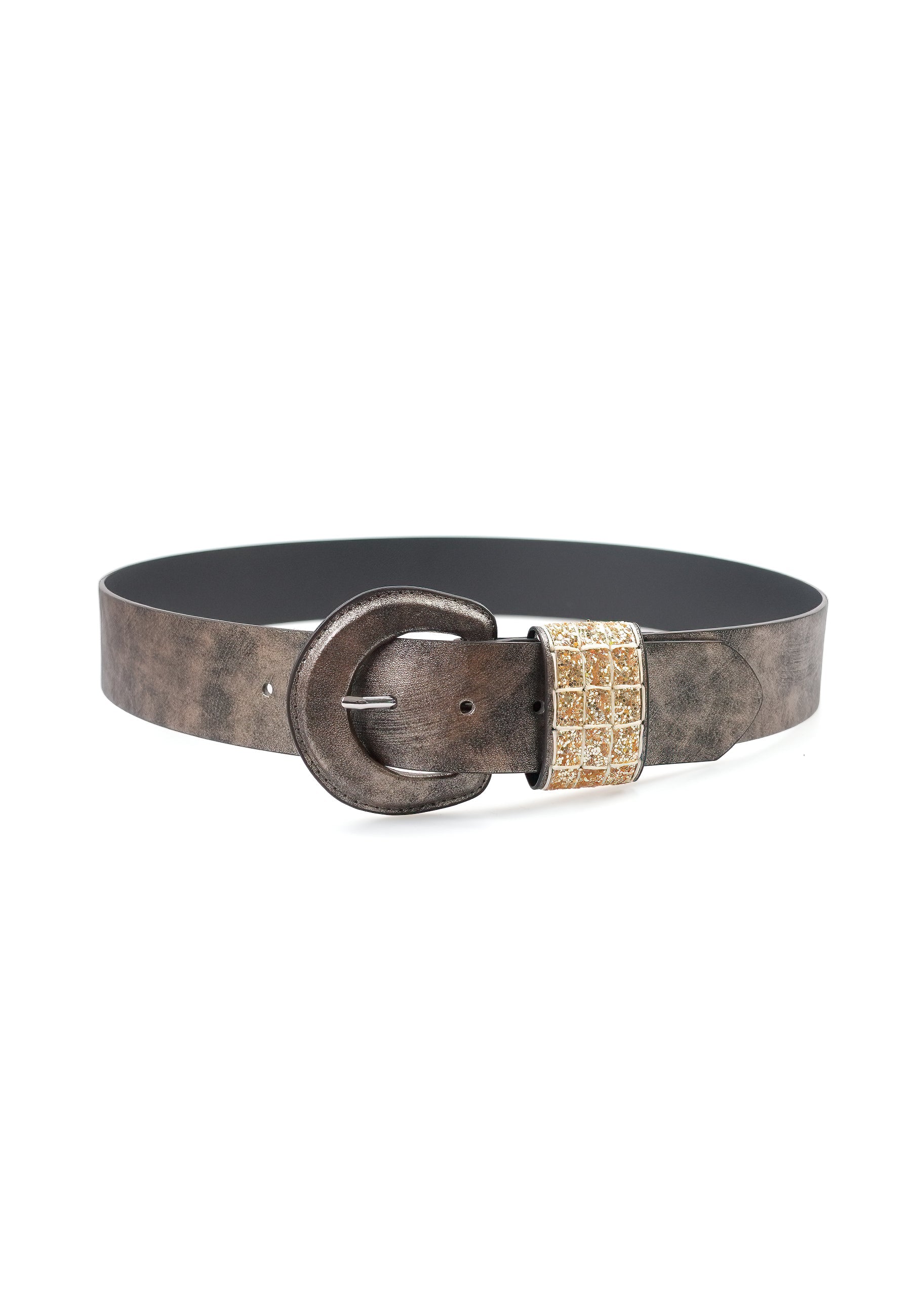 Ceinture à boucle circulaire pailletée de luxe